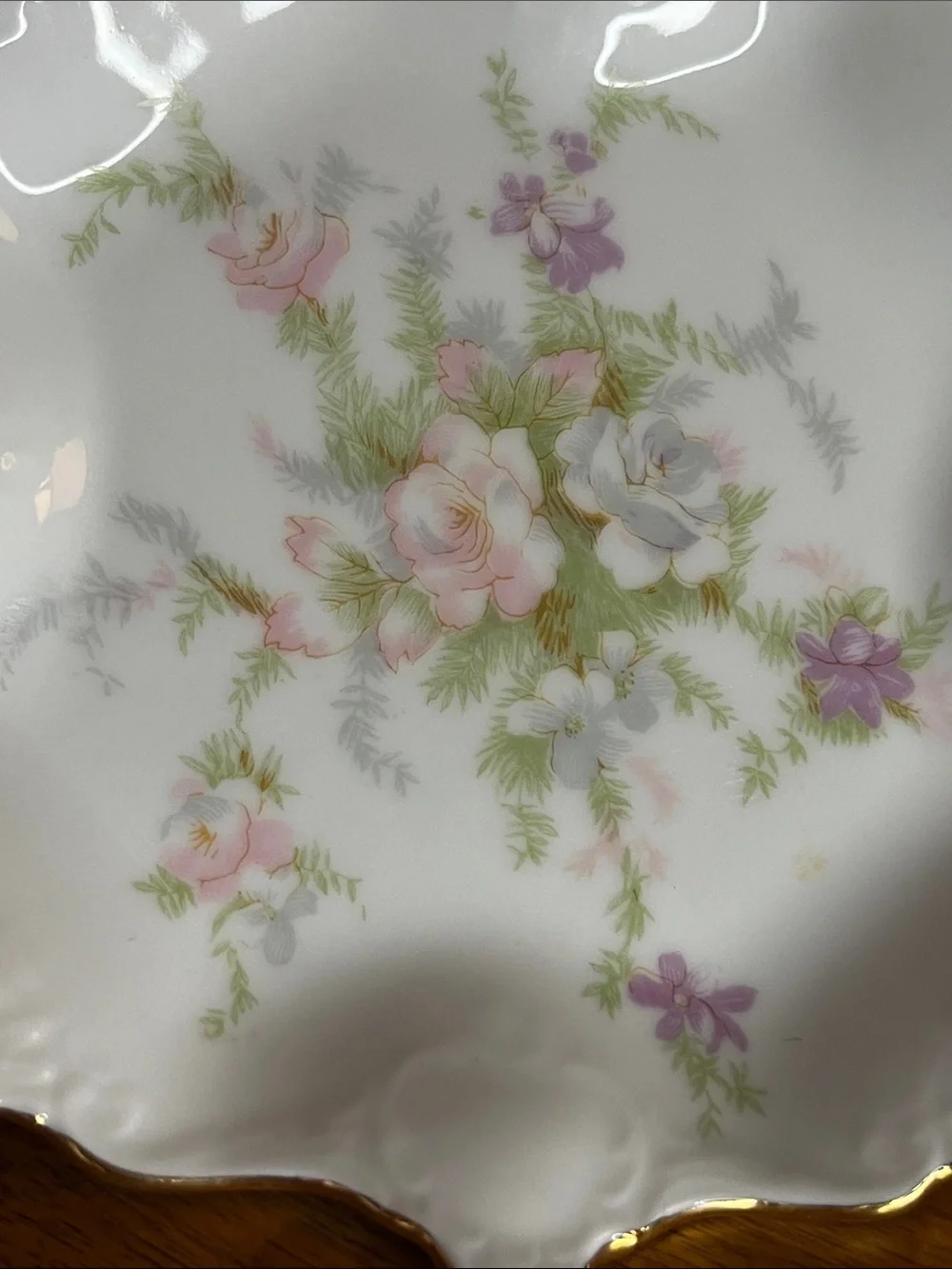 Vintage Alka Kunst Kaiser-Hand Painted Floral W/Gold Scalloped Edge Trinket Dish